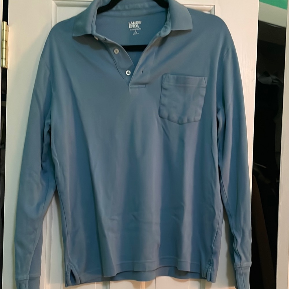 Lands' End Blue Polo Shirt Classic Fit
